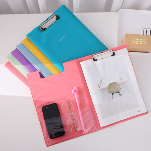Leather Conference Folder with Clipboard Folding-Black 1
