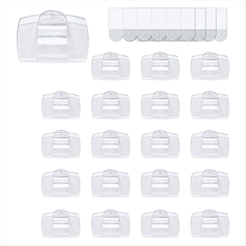 Indoor Large Clear Cord Clips With Adhesive Strips, Damage-Free Wall Hooks 40 Clips+48 Strips 4852240152157
