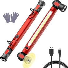 Rechargeable Work Light 3000 Lumens LED with Magnetic Mount 360 Rotation USBC Waterproof Red
