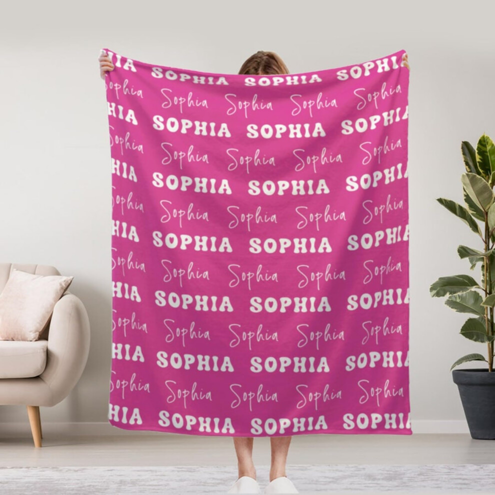 Baby Name Blanket Ultra Soft Flannel Throw Lightweight Cozy Comfort for Kids 75x100cm