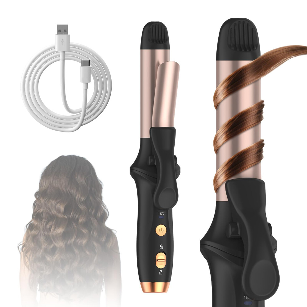 Cordless Curling Iron with 4000mAh Rechargeable Battery, Adjustable Heat for Short and Long Hair