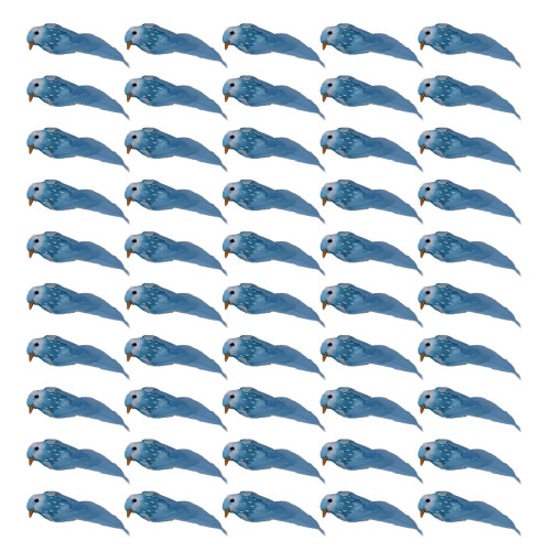 50pieces Simulation Bird Ornament Artificial Birds Fine-Blue