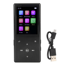 Reprodutor de música portátil com Bluetooth, som HiFi sem perdas, rádio FM, alto-falante HD integrado, gravador de voz, função de e-book,