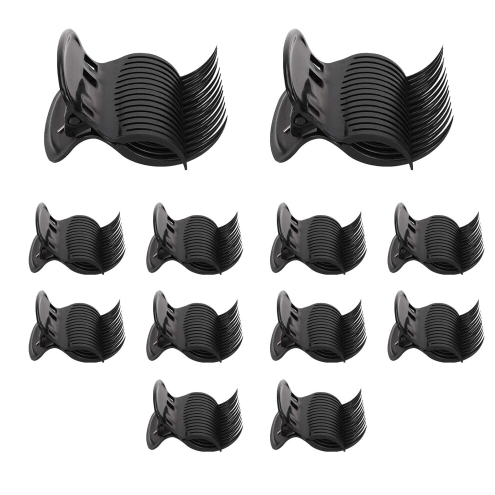 Black 12Pcs Hot Roller Clips Heat Resistant Hair Curler Claw Clips For Small To Jumbo Rollers