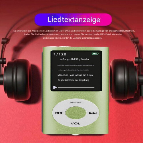 MP3 Player με ποιότητα ήχου χωρίς απώλειες, φορητά MP3 Players με λεπτή οθόνη LCD 1,8 ιντσών, 2