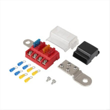 M10 100A 32V 4-Kreis-Sicherungsblock mit Flachsicherungen, Batterieklemmenhalterung, Sammelschiene, Bootsausrüstung für Auto, Yacht, LKW