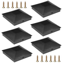 4x4 Fence Post Caps with Screws, Waterproof Deck Post Caps Prevent Cracking and Rotting, 6 Pack