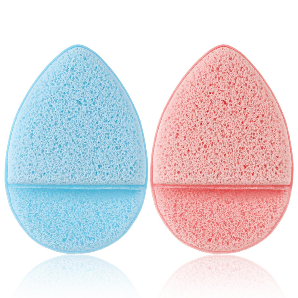 Facial Cleansing Sponge 2PCS with Gentle Exfoliating Pads for Deep Pore Cleaning and Makeup Removal