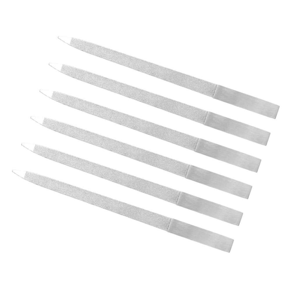 6pcs Stainless Steel DoubleSided Nail Files with Comfortable Handle, Professional Emery Boards for Manicure, Fingernails and Toenails