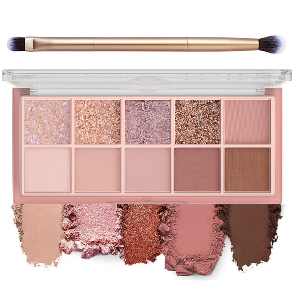 Matte Eyeshadow Palette with Brush,  Pigmented Matte and Shimmer Shades, LongLasting Wear