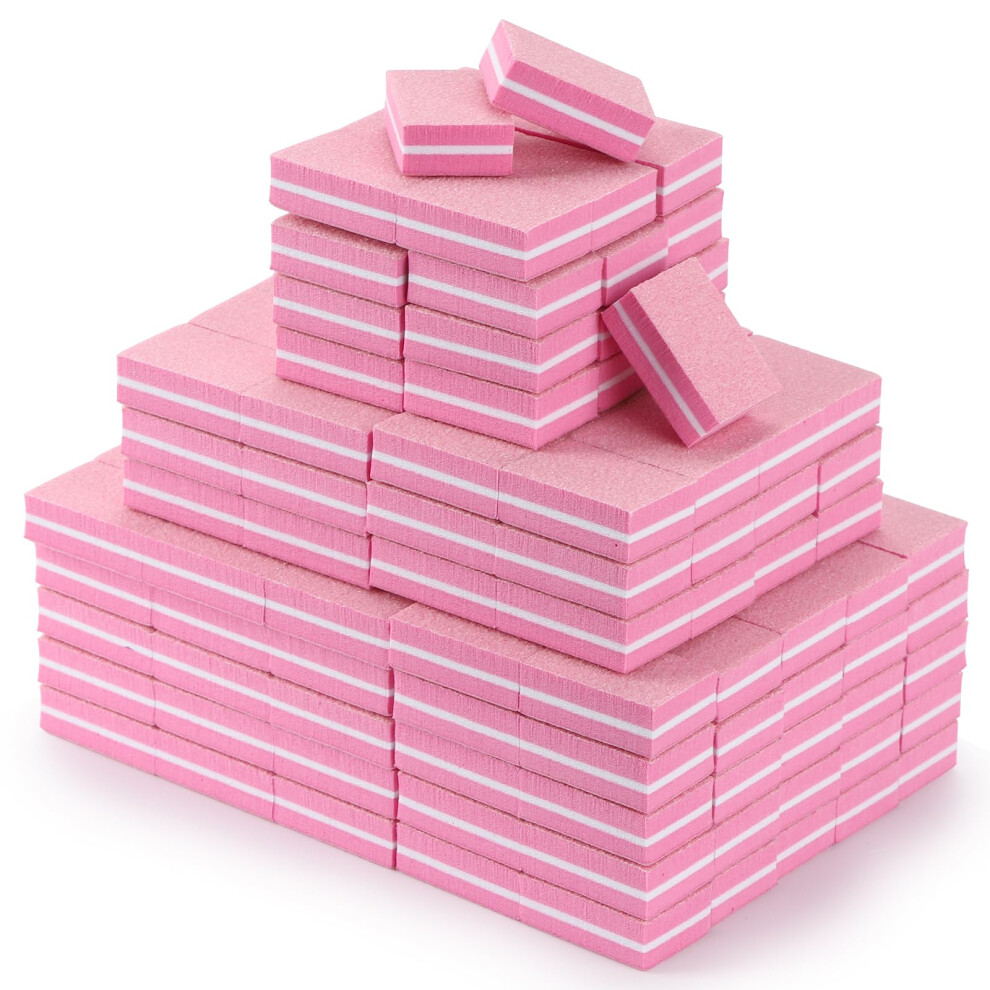 Pink Nail Buffer Blocks 200Pcs Mini 100/180 Grit Dual Grit For Natural Nails Professional