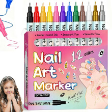 Waterproof Nail Art Pens Set 12 Colors QuickDry Fine Tip Markers for Detailed Nail Designs