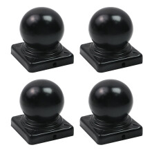 Black Metal Fence Post Caps with Ball , Rustproof Outdoor Deck Caps for 2.36x2.36 Inch Posts