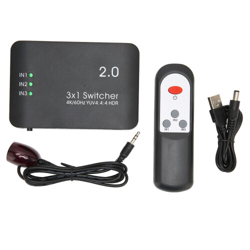 HDMI Switcher3In1Out, HDMI Switch με τηλεχειριστήριο και λειτουργία plug and play, καλή ποιότητα, καλή
