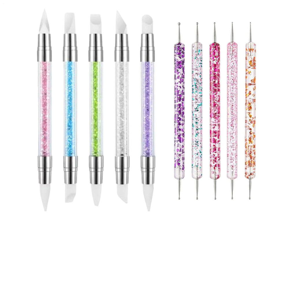 Nail Art Sculpting Pen Set 10pcs Dual Ended Precision Tips for Gel 3D Carving and Nail Design