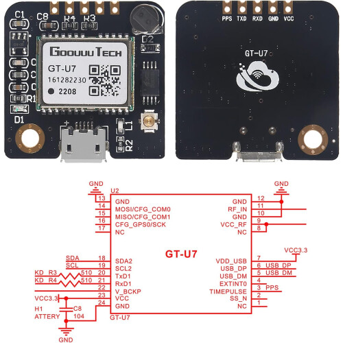 GTU7 GPS Module Set with Precision Receiver for Vehicles and Drones, USB and Low Power 2