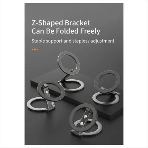 Doppelseitiger magnetischer Handyhalter mit Ringfunktion, Ständer und Magnetgriff (Rohling, Grau) 2