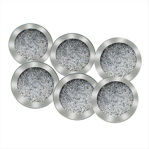 Glasuntersetzer mit Glitzer-Diamant-Dekor, 6 Stück