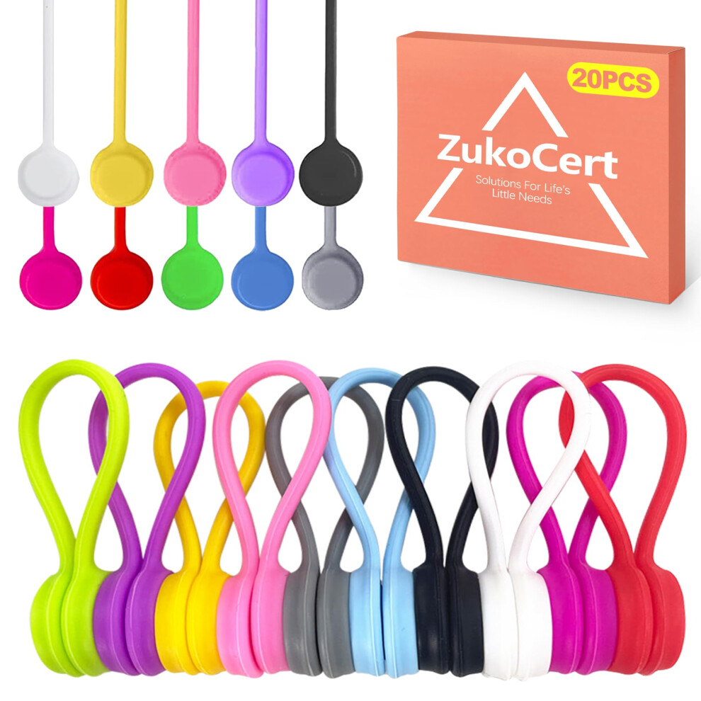 20Pack Magnetic Cable Ties Â Reusable Silicone Cord Organizers With Magnetic Lock For Cords And Wires 9119770773654