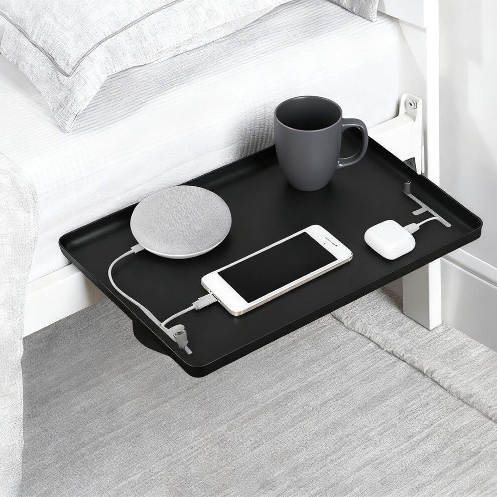 Floating Bedside Shelf With Cable Organizer, Clip On Nightstand For Bunk And Loft Beds, Black 9426802881837