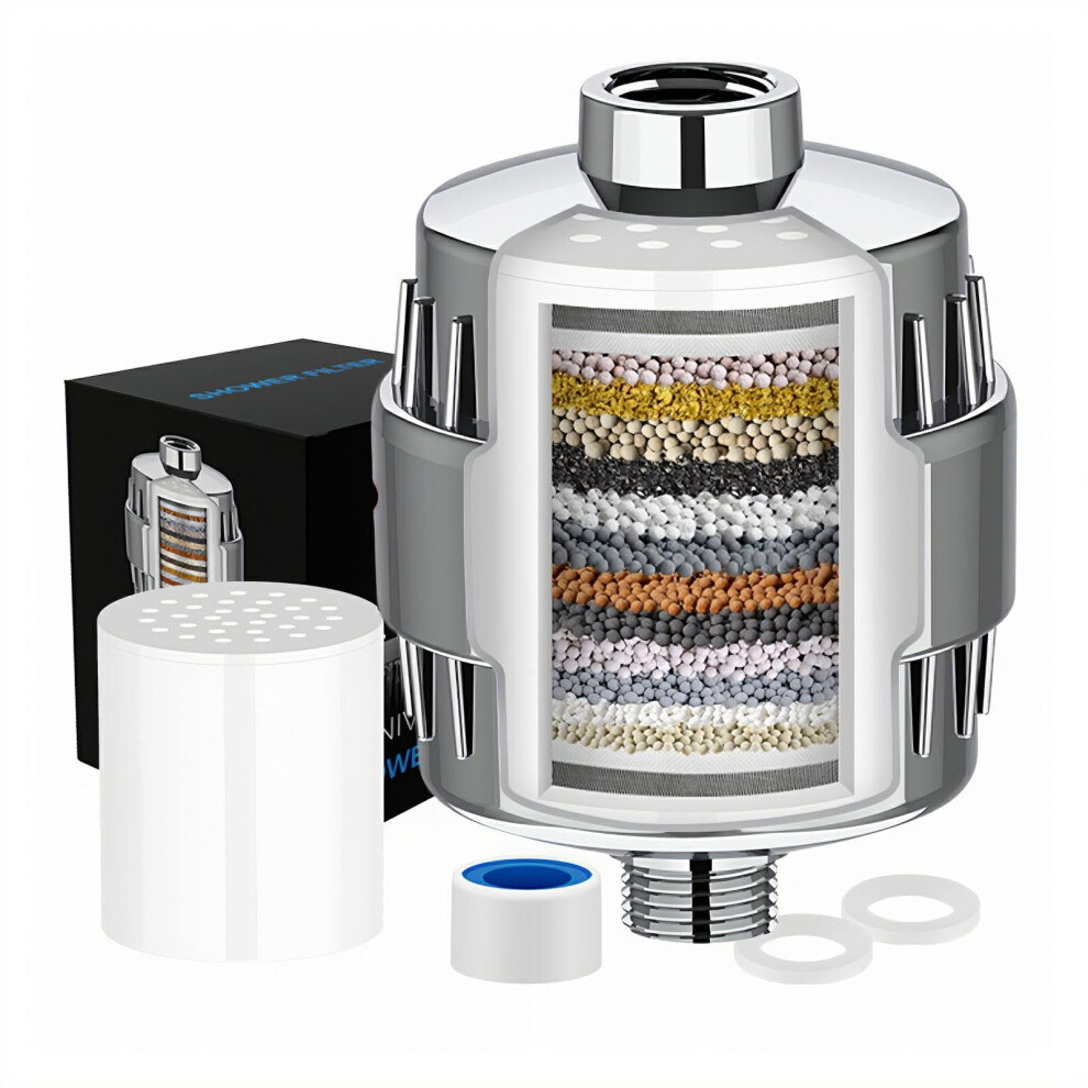 20 Stage Shower Head Filter For Hard Water, Output Chlorine Removal, Skin And Hair Care, Chrome 9189345635434