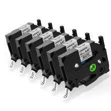 TZe231 Label Maker Tape for Brother P Touch 12mm Black on White 6 Pack Laminated Fade Resistant