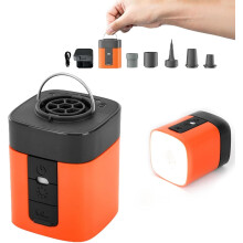 Portable Electric Air Pump 2600mAh Rechargeable 2X Speed with LED Light for Inflatables Camping
