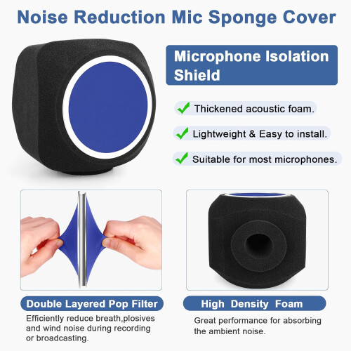 Microphone Isolation Shield with Noise Reduction Foam and DualLayer Pop Filter for Studio and Streaming 1