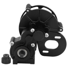 Caixa de câmbio durável para carros RC Crawler. Engrenagens internas completas. Carcaça robusta em nylon. Liga de alumínio de alta qualidade.