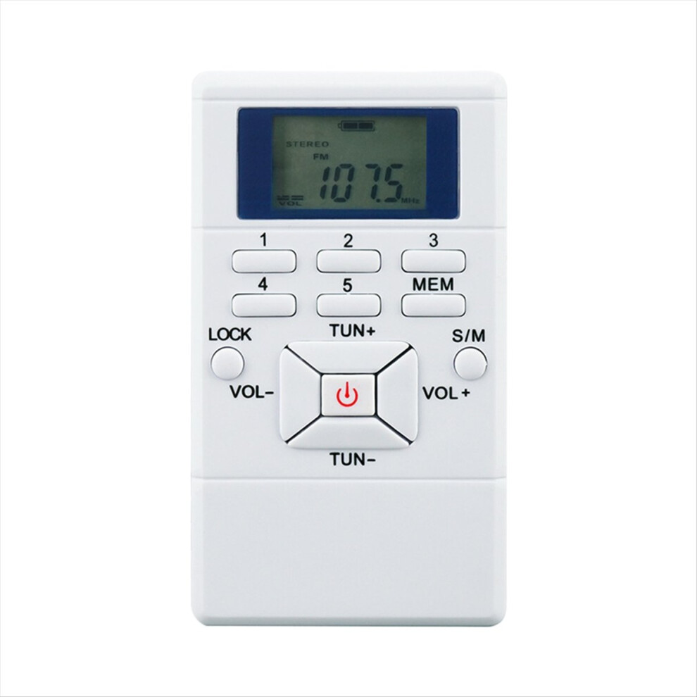 Mini Stereo Fm Radio 1.2 Inch Digital Clock Receiver For Simultaneous Interpretation Clip-On Radio Earphone Gym White 4852240182154