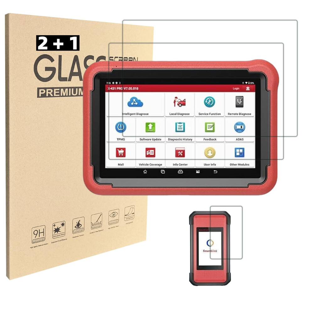 Tempered Glass Screen Protector Set With Smart Link C Soft Film, 3 Pack For Launch X431 Pro3s+ V5.0 9189345635472