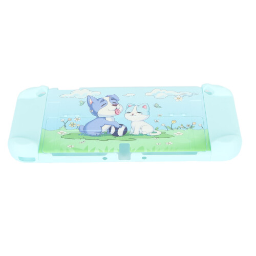 Capa protetora para Nintendo Switch OLED, design ergonômico com pegada confortável, proteção completa, material em PC, recortes precisos e 2