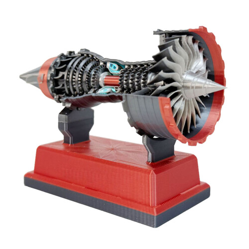 3D Printed TR900 Turbofan Engine Model with Simulated-Red