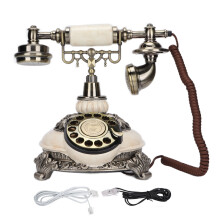 Telefon stacjonarny w stylu antycznym, przewodowy, głośny dzwonek i czysty głos, idealny do wystroju domowego biura, nie wymaga zewnętrznego