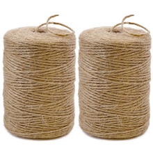 2Pack 2mm Natural Jute Twine TriplePly Bulk 1600ft for Crafting Gardening Gift Wrapping Brown
