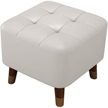 PU Leather Ottoman Footstool with Rebound Cushion, Small Under Desk Foot Rest for Bedroom