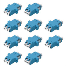 Conjunto de 10 adaptadores de fibra óptica LC para LC, acoplador duplex monomodo.
