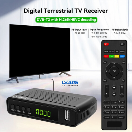265 DVB-T2 Decoder Digitale Terrestre Mini Ricevitore Digital Terrestrial DVB-T2 SET TOP BOX EU Plug 2