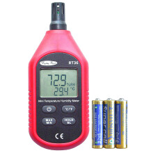 RT36 Digital Hygrometer with Backlit LCD Temperature and Humidity Monitor and Battery Indicator