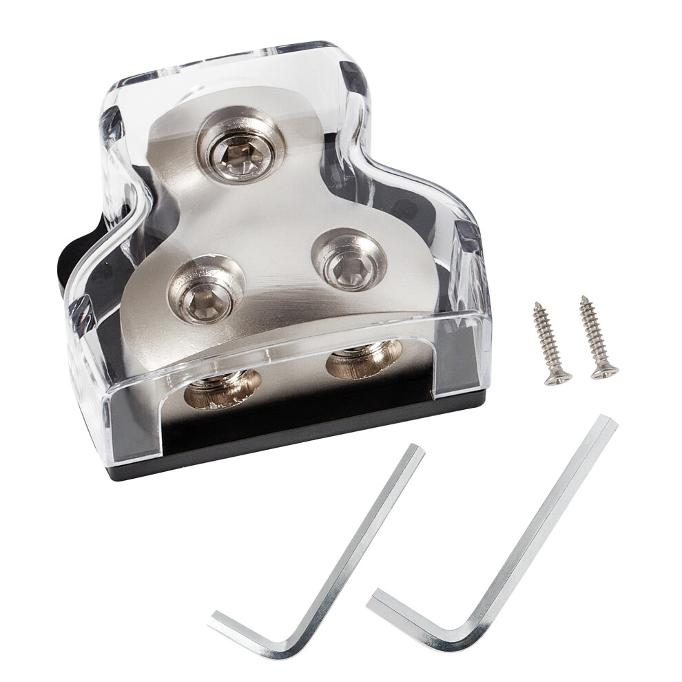 2 Way Car Audio Power Distribution Block 0/2/4 Gauge In 4/8 Gauge Out Zinc Alloy Amplifier Splitter 9189345635540