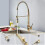 Solid Brass Pull Down Kitchen Faucet 360 Swivel Dual Mode Sprayer Hot Cold Sink Mixer Gold 2