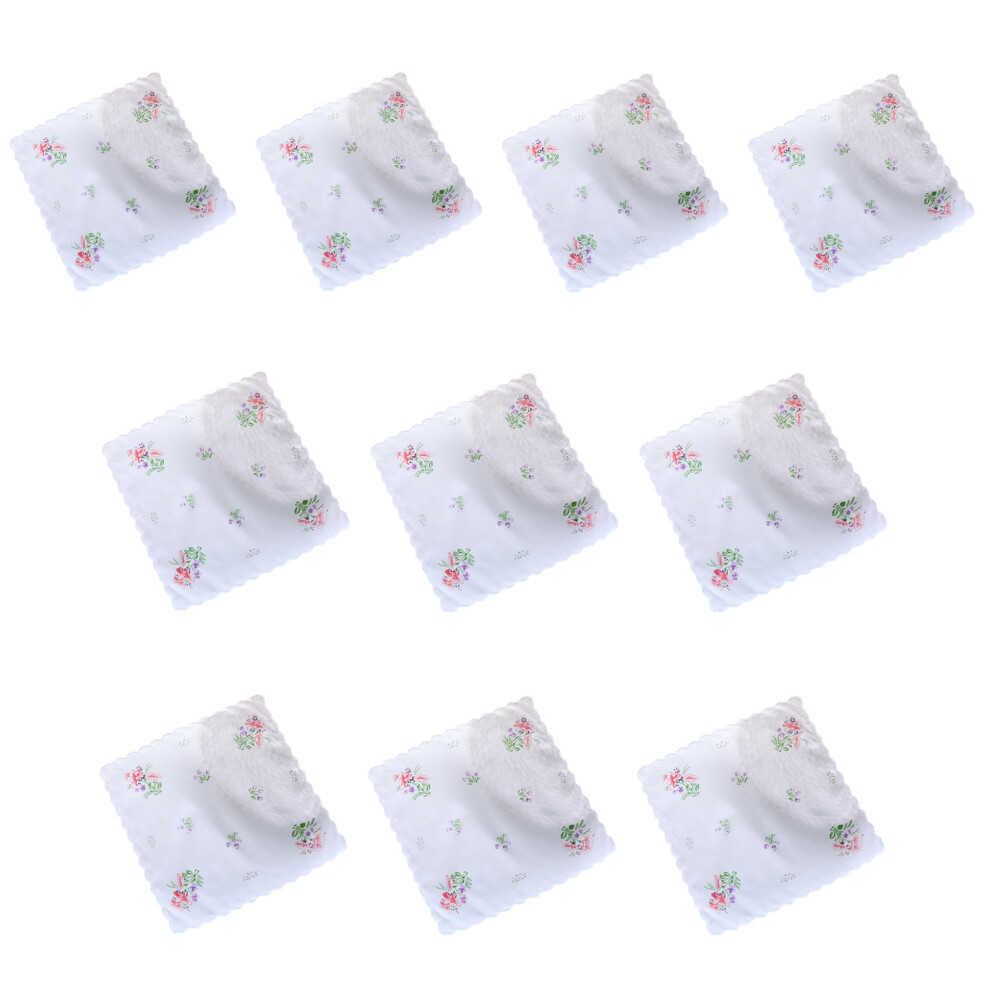 Pink 10Pcs Cloth Women Handkerchief Hanky Kerchiefs-Style 4