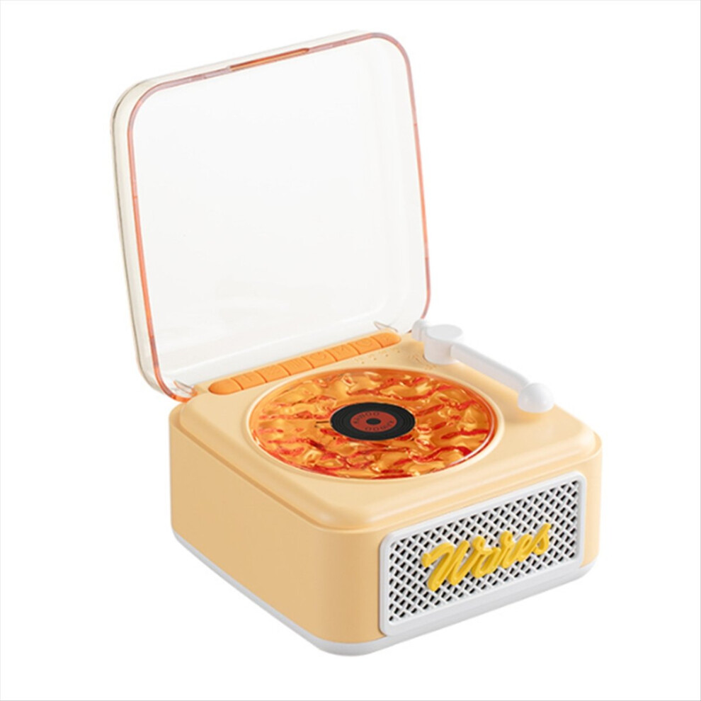 Mini Record Player With Bluetooth Audio Portable Vintage Surround Sound Music Box Listening To Seawater Ripple Speaker Yellow 4852240184080