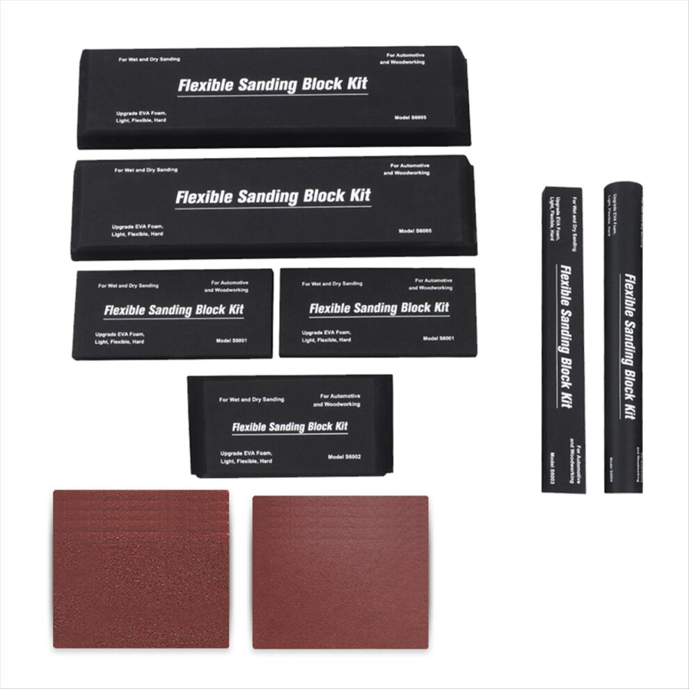 7Pcs Eva Sanding Block Set Flexible Eva Foam Car Sanding Block Wet Or Dry Home Sanding Tool With 10 Sandpaper 4852240175545