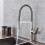 Brushed Nickel Spring Kitchen Sink Faucet with Sprayer Solid Brass Deck Mount LeakProof 1