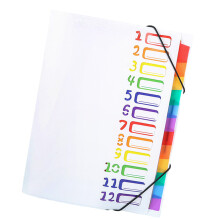 Letter Size Document Folder 12 Pocket Expanding File-White