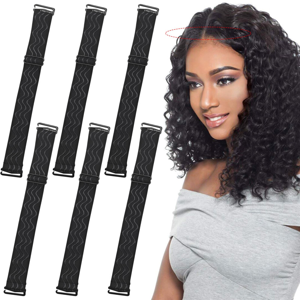 6 Pack Adjustable Wig Grip Band with AntiSlip Silicone Strip for Secure Fit on All Wigs