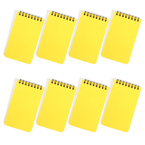 8Pcs Small Twin Coil Binding Notebook 3x4.3Inch Pocket-yellow