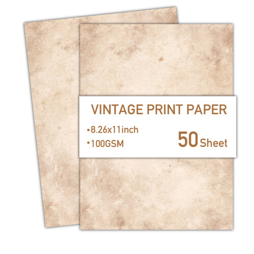 50 Sheets A4 Letter Paper Retro Writing Paper Double-Sided-E.