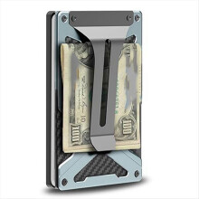 Portefeuille 2 en 1 avec pince à billets, porte-étiquette Air Tag et porte-cartes, compatible avec téléphones magnétiques et non magnétiques, C